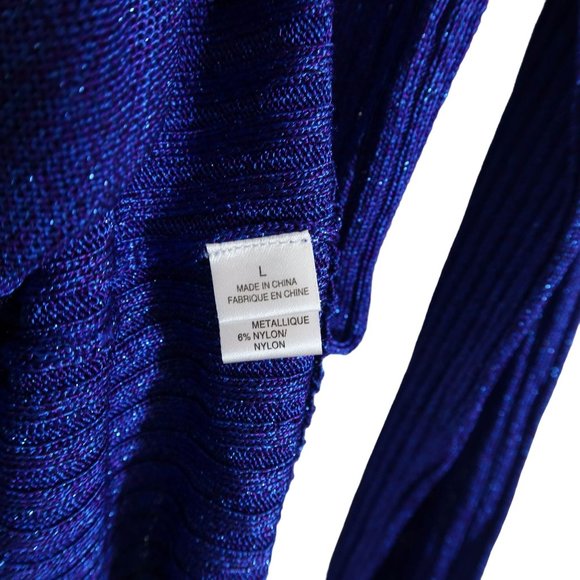 VERA WANG LAVENDER LABEL Y2K Metallic Tipped Rib Knit Caridigan Size L Purple - Picture 5 of 6